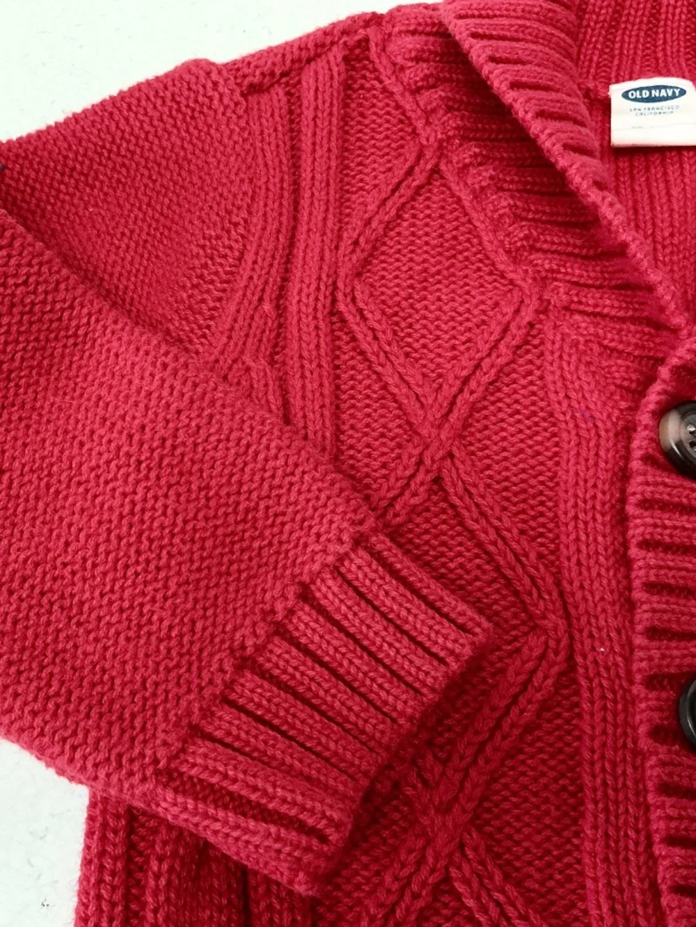 Old Navy Cable Knit Sweater Red Button Up 12-18 M